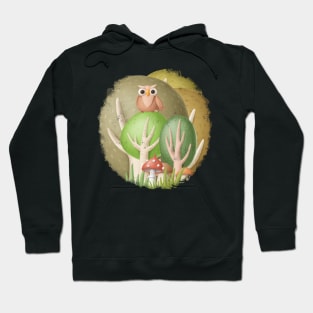 Cute owl on a tree Hoodie